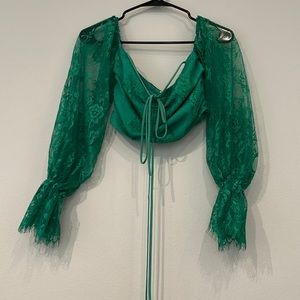 NBD lace long sleeve crop top